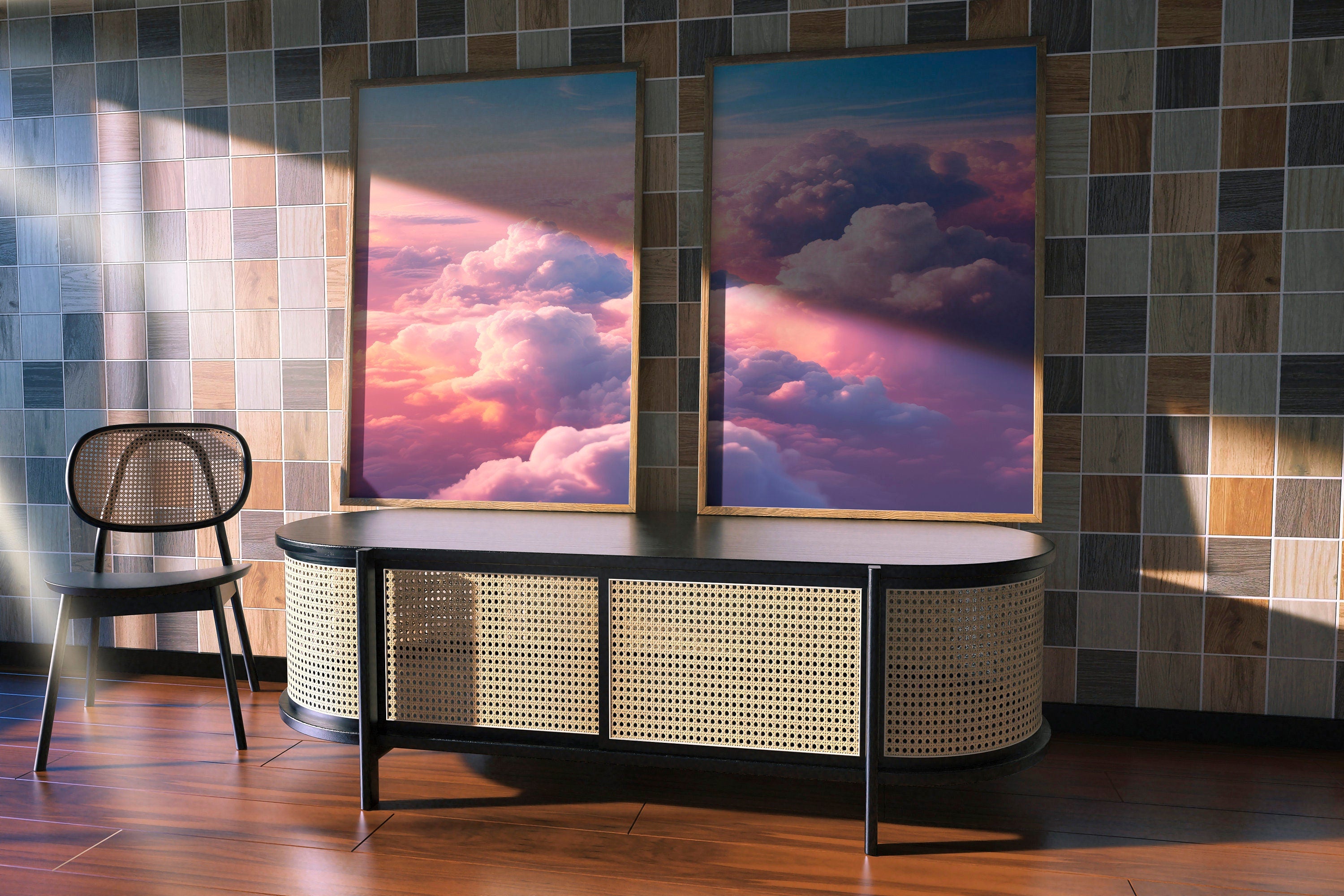 Colorful Clouds Prints, Blush Pink Clouds, 2 Piece Printable Wall Art, Sunset Over The Clouds, Set of 2, Aesthetic Poster Download - DreamBrothers