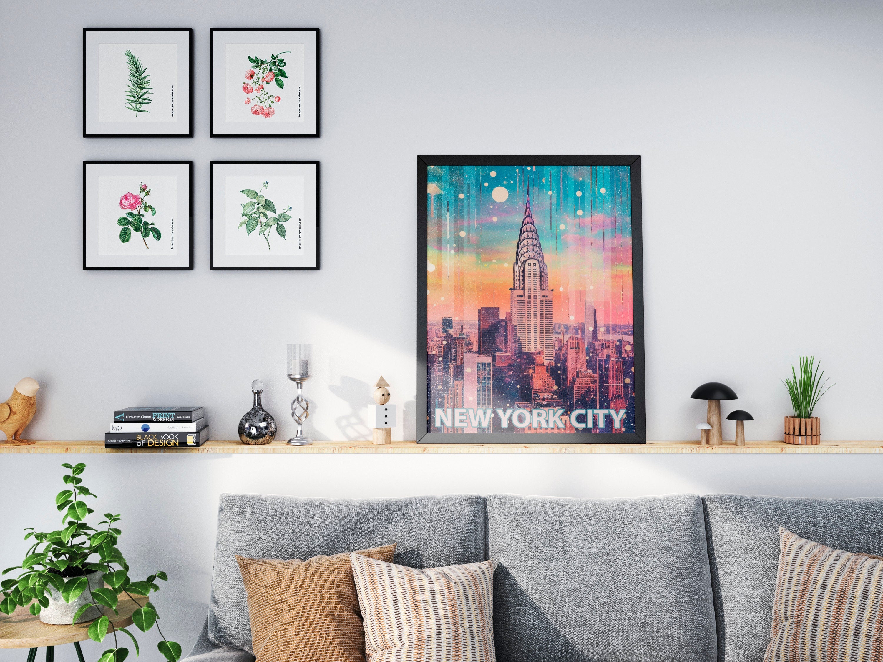 Chrysler Building Print, New York Retro Poster, Handmade USA Travel Gift, New York City Paint, Manhattan Skyline, Graffiti Street Pop Art - DreamBrothers