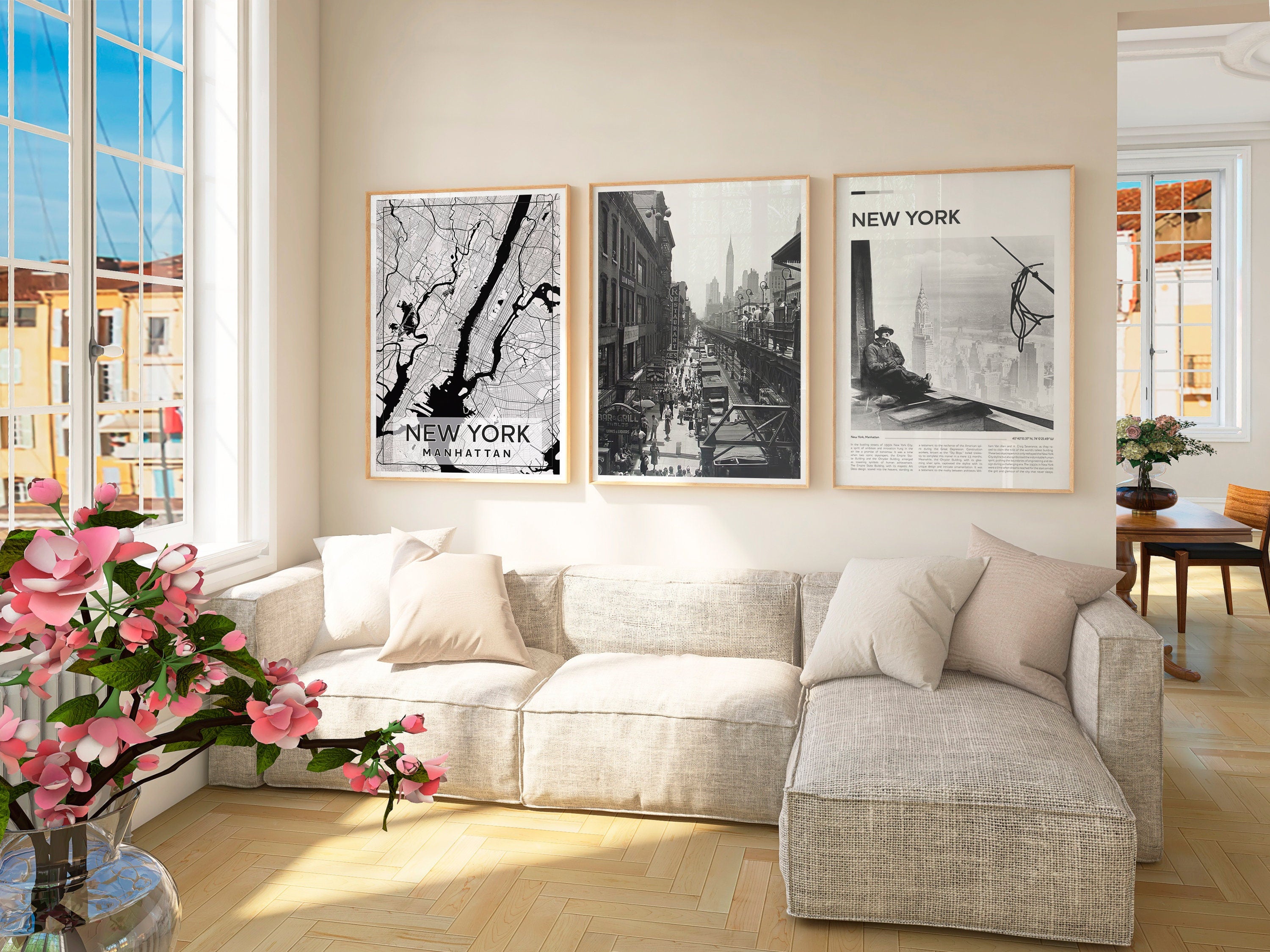 New York Posters, Set of 3 Prints, Aesthetic Vintage Photo, Black And White Photo Gallery, USA Travel Gift, Vintage Gallery Set - DreamBrothers