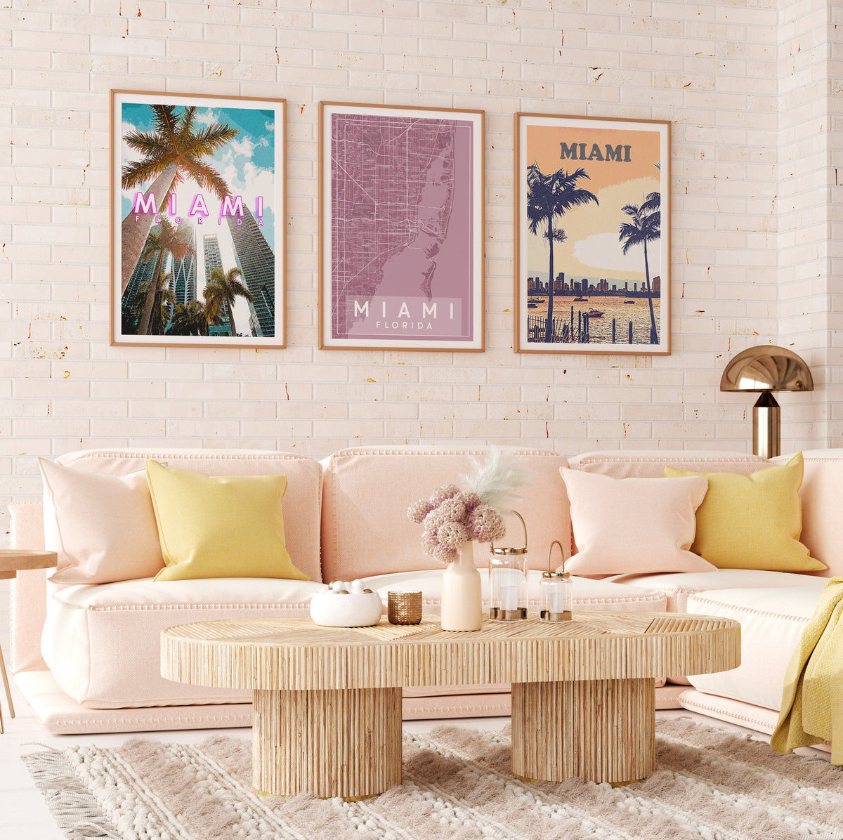 Miami Retro Poster, Set Of 3 Travel Poster, Florida Colorful Art, Decorative For Traveller, Trendy Print Set Download - DreamBrothers