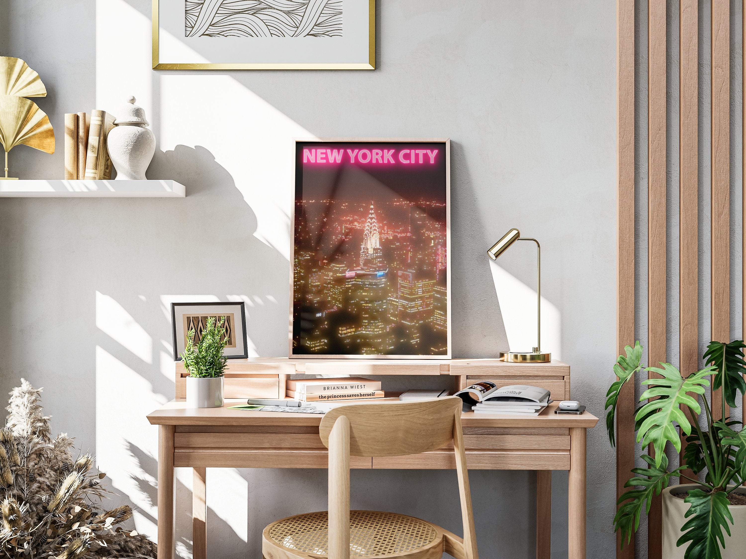 Chrysler Building Night Print, New York Retro Poster, USA Travel Gift, NYC Print, Manhattan Skyline, Red Neon Light, Aesthehtic Neon - DreamBrothers