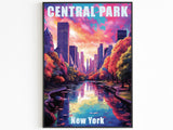 New York Oil Painting Poster, Central Park Print, Sunset Light, Manhattan Colorful Wall Art, NYC, USA Travel Gift, Vibrant Bright Colors