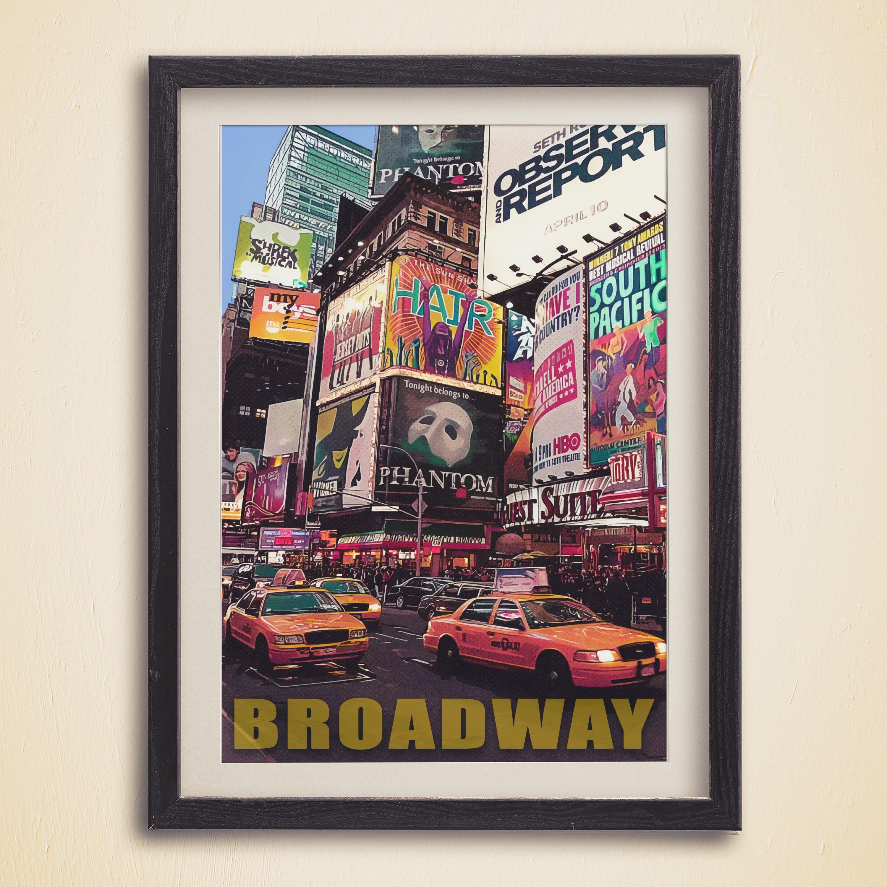 Broadway Theater Print, Manhattan Colorful Wall Art, New York Retro Poster, NYC Movie, Vibrant USA Print, Aesthetic NY, Pop Travel Poster