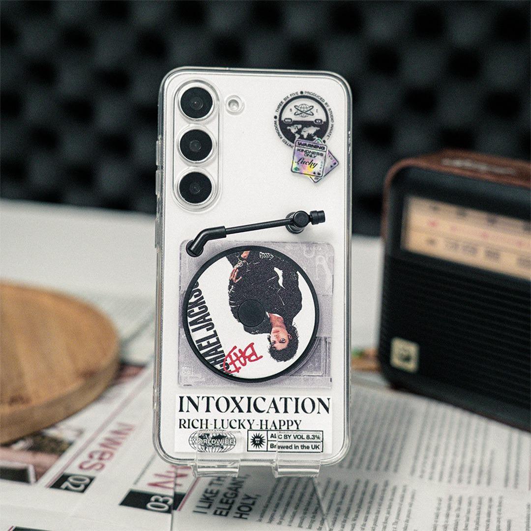 Rotating Vinyl Samsung Galaxy Case, UNIQUE Music Lover Gift, 90s Nostalgia Gift, DIY Vinyl Custom, Retro CD, Personalized Vintage Phone case