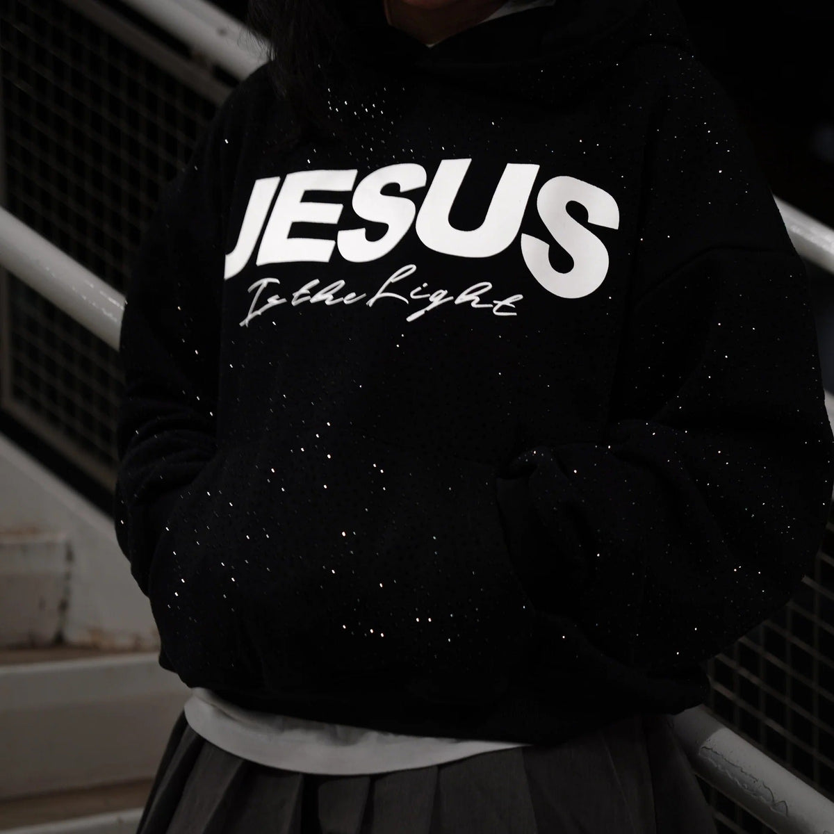"Jesus is the light" Rhinestone Hoodie - DreamBrothers