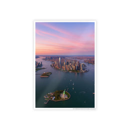 New York City Sunset Skyline Poster - NYC Lower Manhattan Aesthetic Wall Art